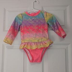 CAT & JACK One Piece Swimsuit Multicolor Colorful Mermaid Scales Size 18 Months